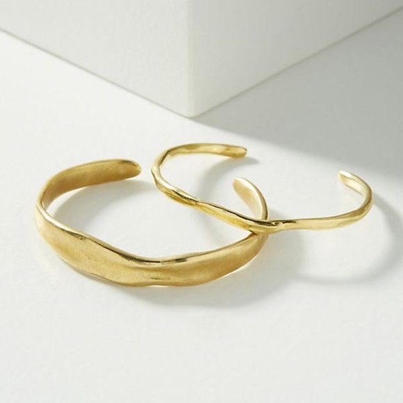 Anthropologie Jewelry - Anthropologie Metalwork Cuff Bracelet Set